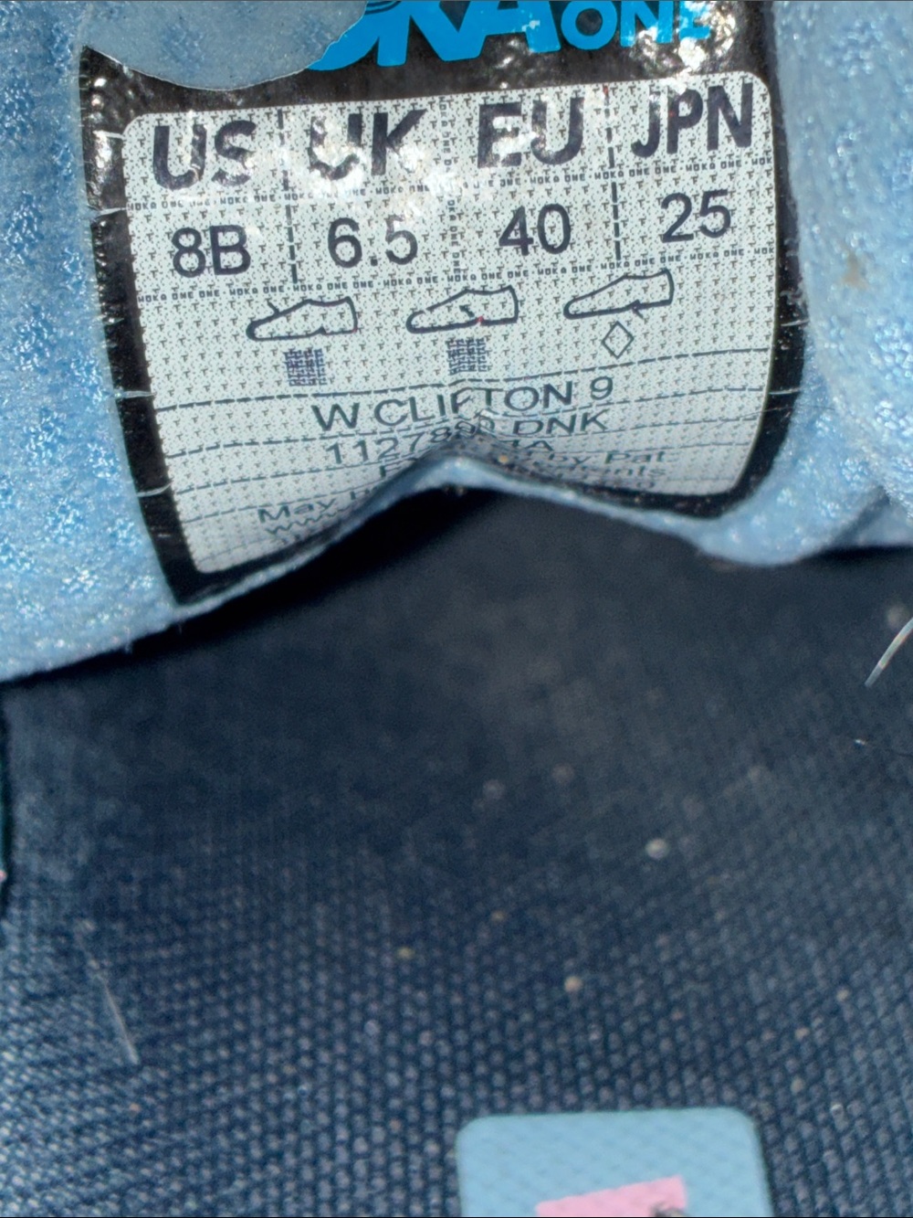 Hoka one W Clifton 9 blue size 8 very used - Picture 9 of 9